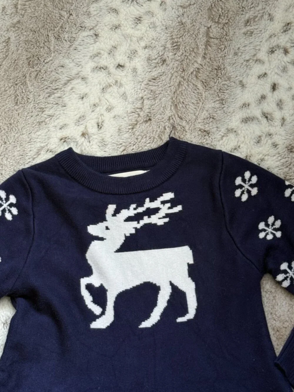 Navy long sleeve Christmas dress girls 5T holiday party reindeer snowflakes
